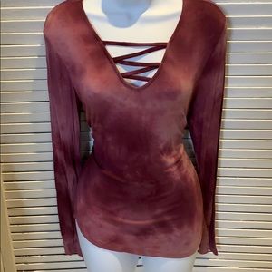 Criss cross front tie dye shirt